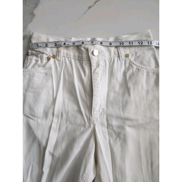 Vtg ESCADA White High Waist Ankle Moms Jeans w/ Gold Buttons & Studs sz 38 IT - Picture 7 of 9